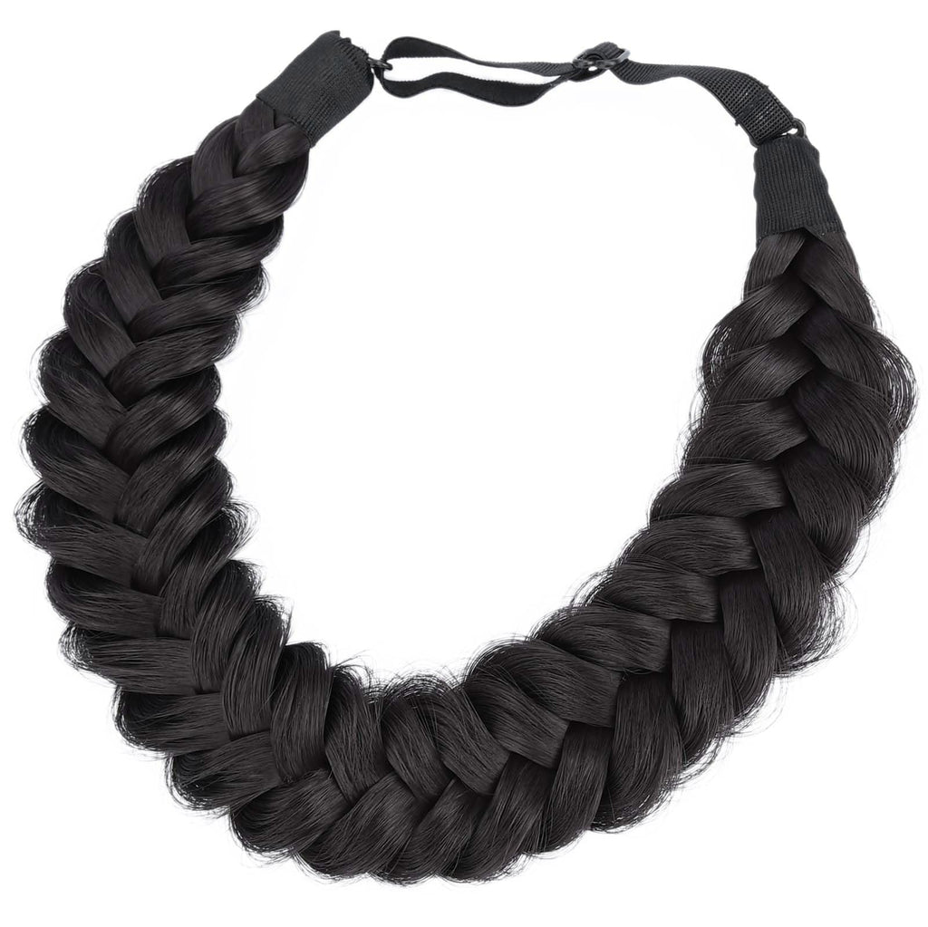 BOBIYA Messy Wide 2 Strands Synthetic Hair Braided Headband – Deep Brown