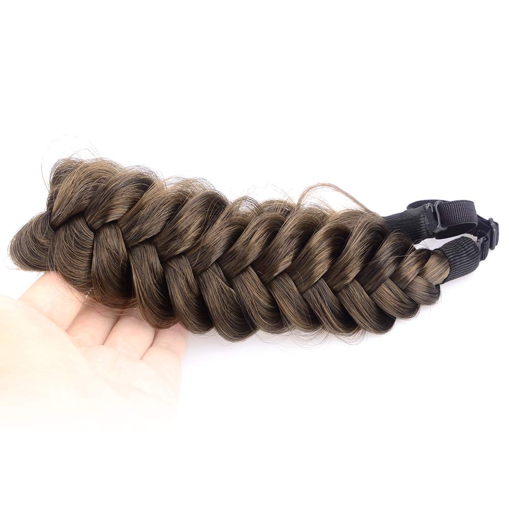 BOBIYA Messy Wide 2 Strands Synthetic Hair Braided Headband – Dark Brown