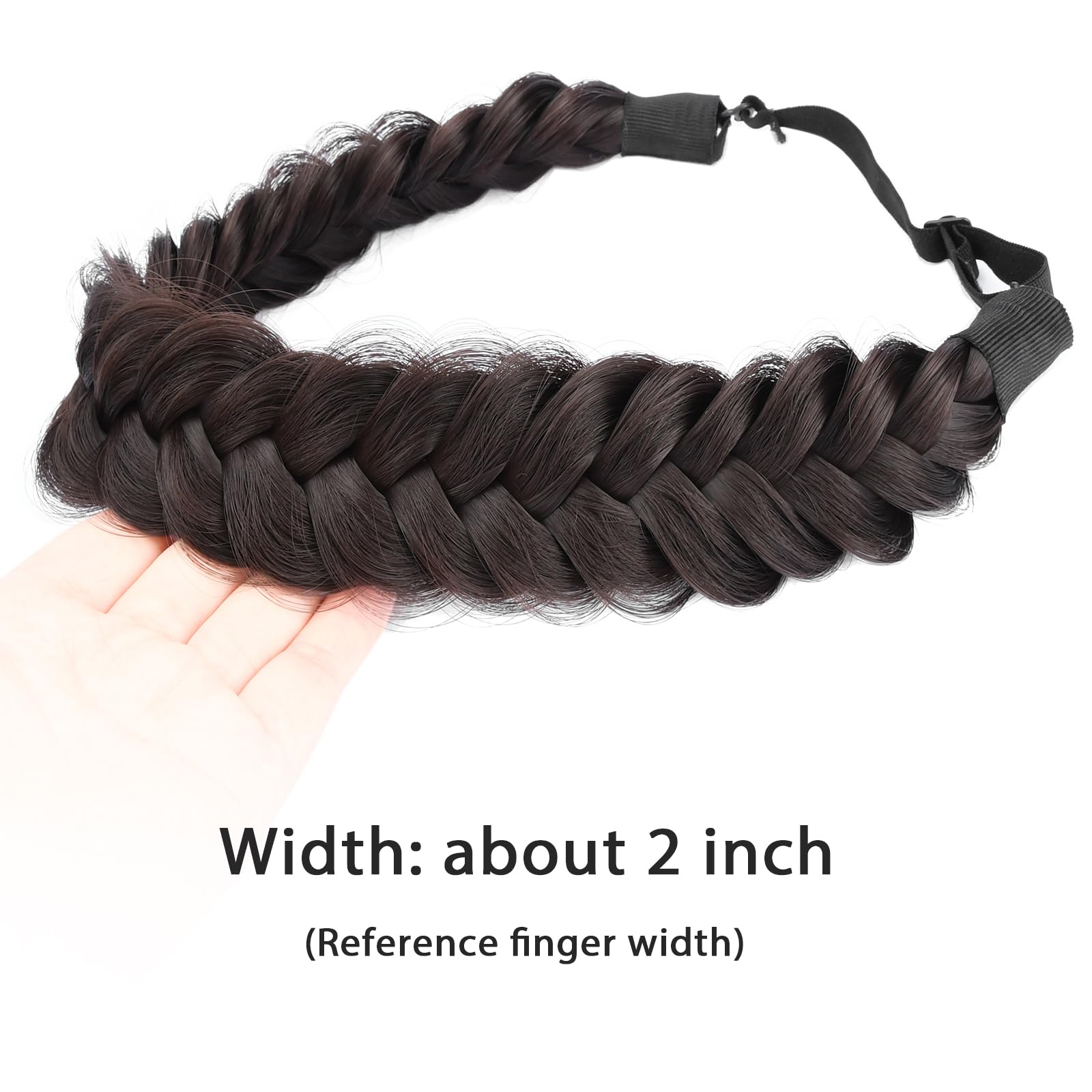 BOBIYA Messy Wide 2 Strands Braided Headband – Chocolate | Adjustable, Heat-Resistant Synthetic Hair