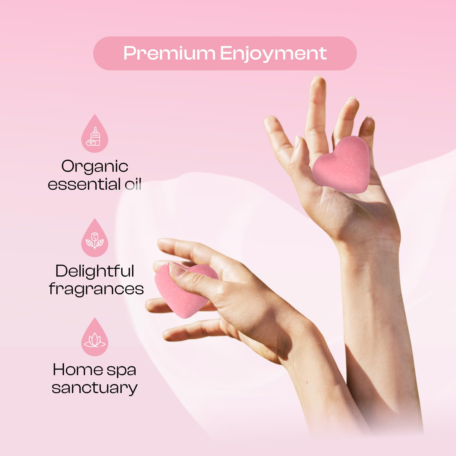 BoboSweeTree Shower Steamers – Aromatherapy Heart-Shaped Pink with Rose Scent | Pack of 6