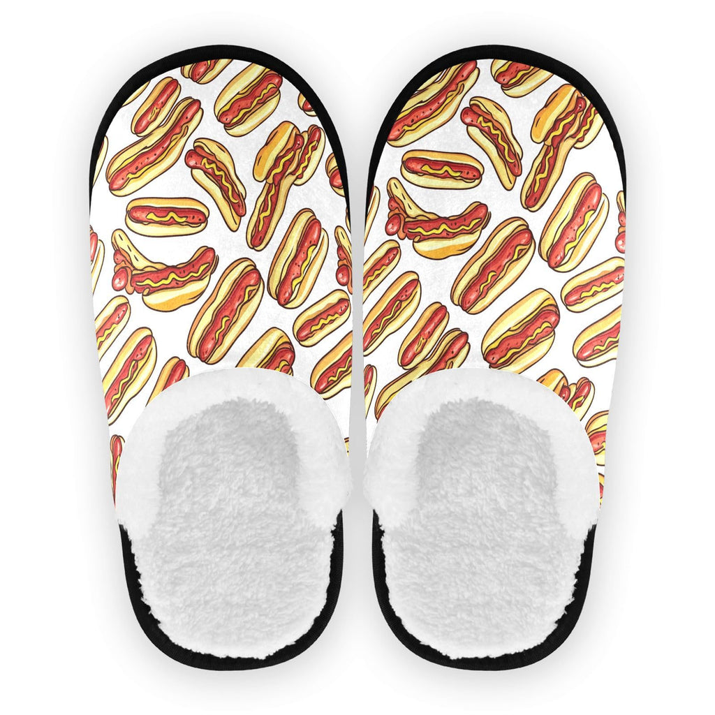 Boccsty Fast Food Hot Dog Spa Slippers – Cozy Memory Foam Indoor/Outdoor Non-Slip House Shoes for Men & Women
