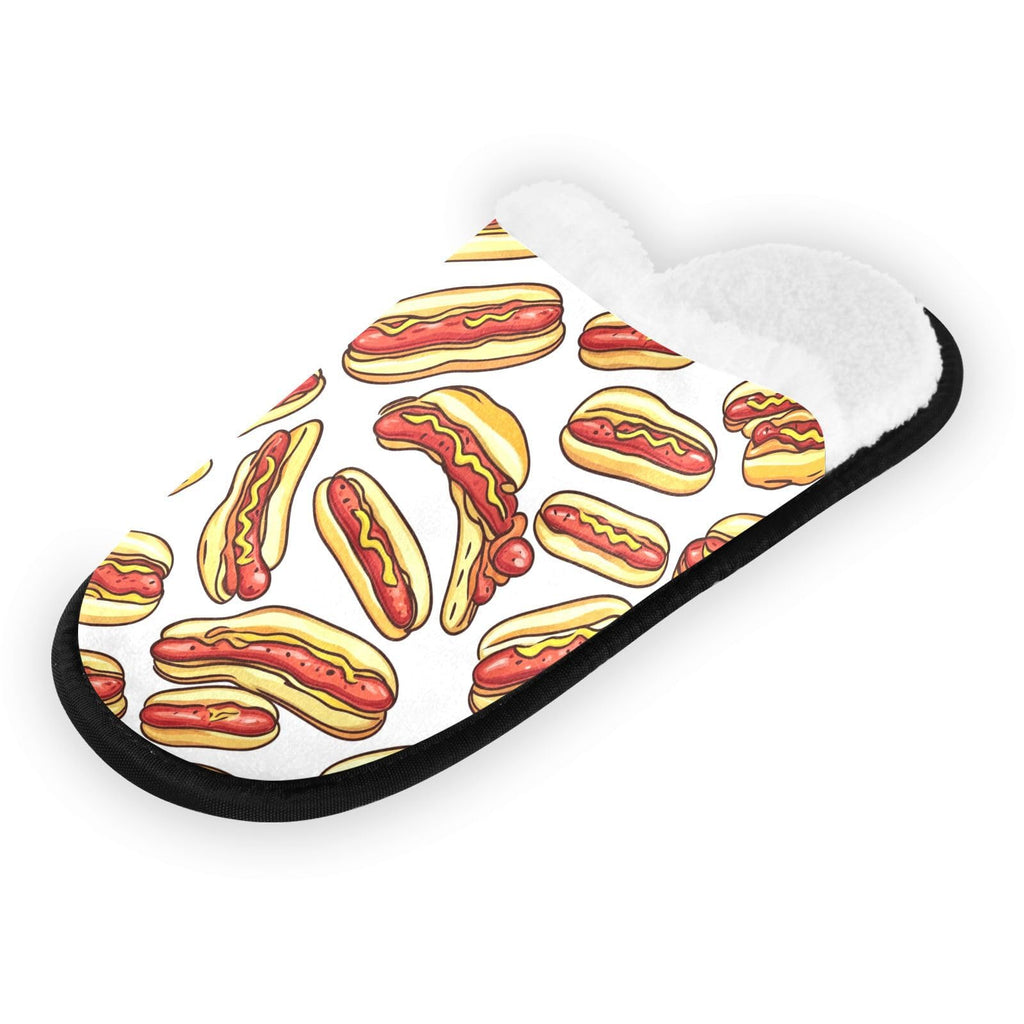 Boccsty Fast Food Hot Dog Spa Slippers – Cozy Memory Foam Indoor/Outdoor Non-Slip House Shoes for Men & Women