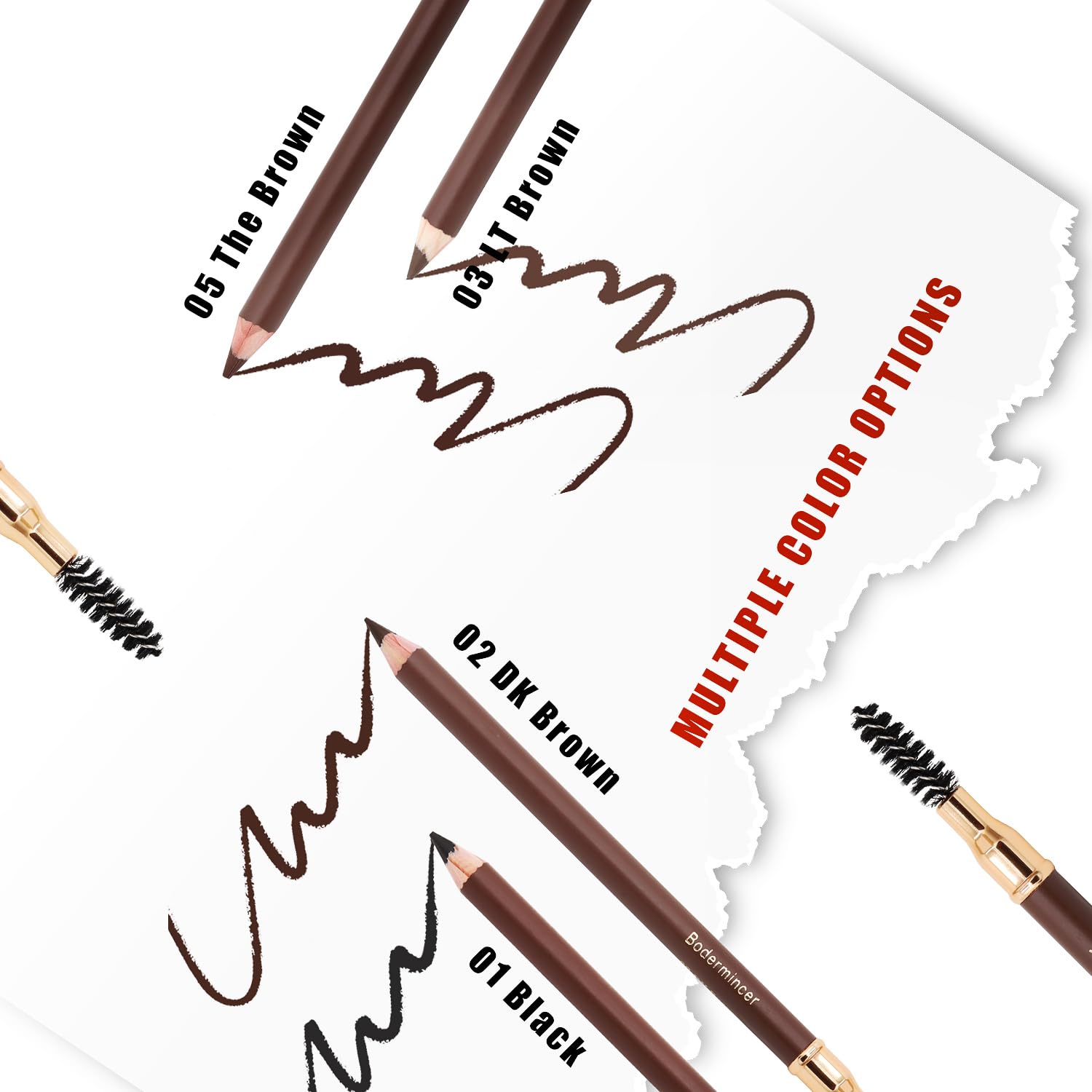 Bodermincer Eyebrow Pencil – Long-Lasting Waterproof Automatic Liner, 5 Colors (5pcs, 5# Brown)