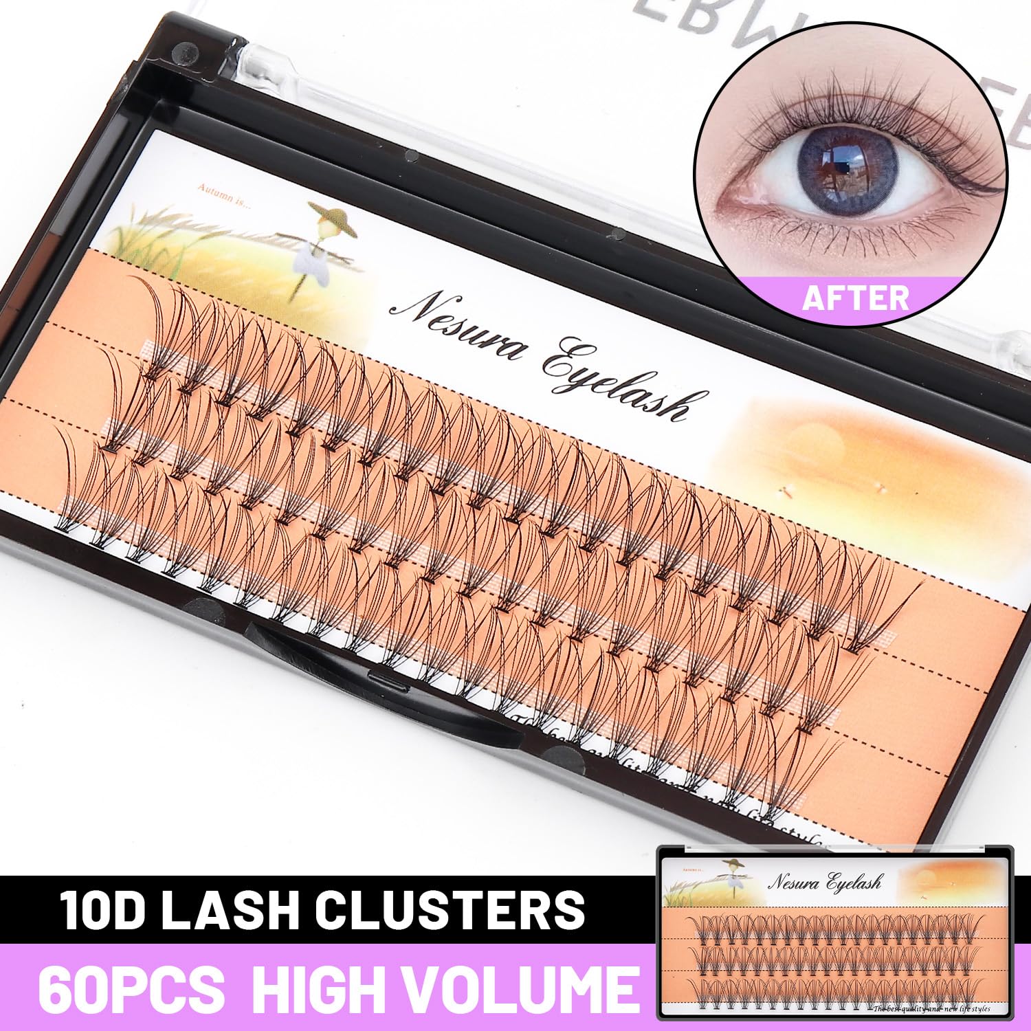 Bodermincer 60pcs Mixed Black Handmade False Eyelashes – 6–16mm, 10D–60D, 5 Packs (11mm)