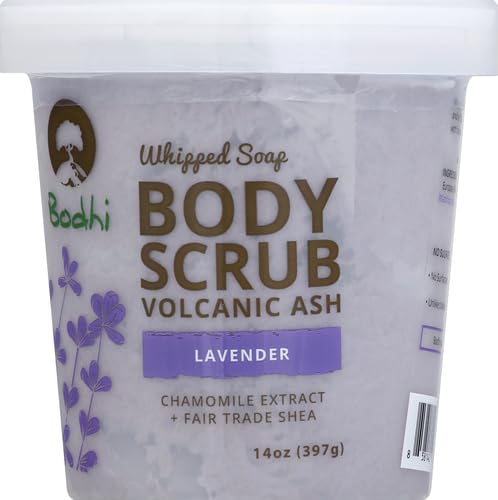 BODHI Lava Lavender Whipped Soap – Exfoliating Castile Soap with Volcanic Ash, 14 oz