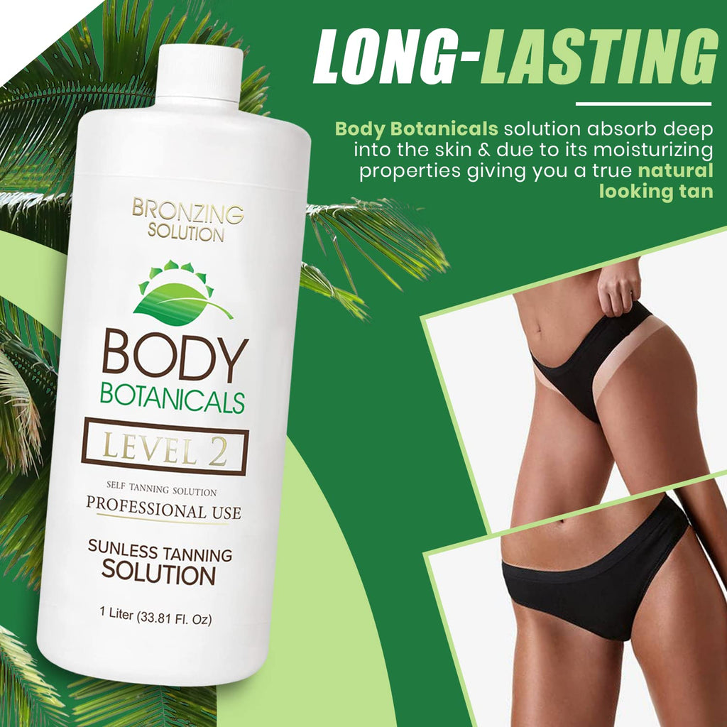 Body Botanicals Professional Sunless Tanning Spray – Organic Oils, 33.8 oz (Level 2, 10% DHA)