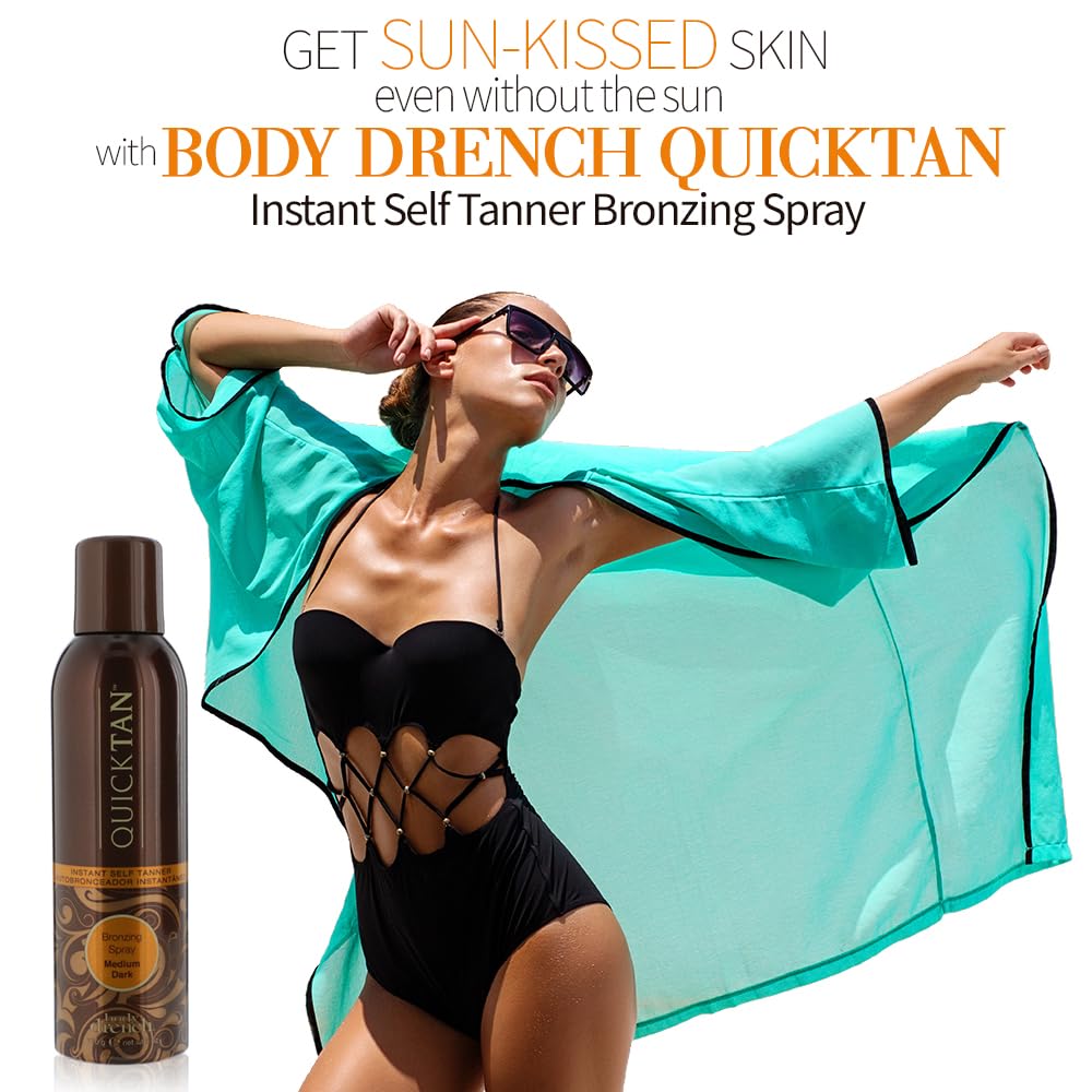 Body Drench QuickTan Instant Bronze Self Tanner Spray – 2 Pack, Fast-Drying Natural-Looking Tan