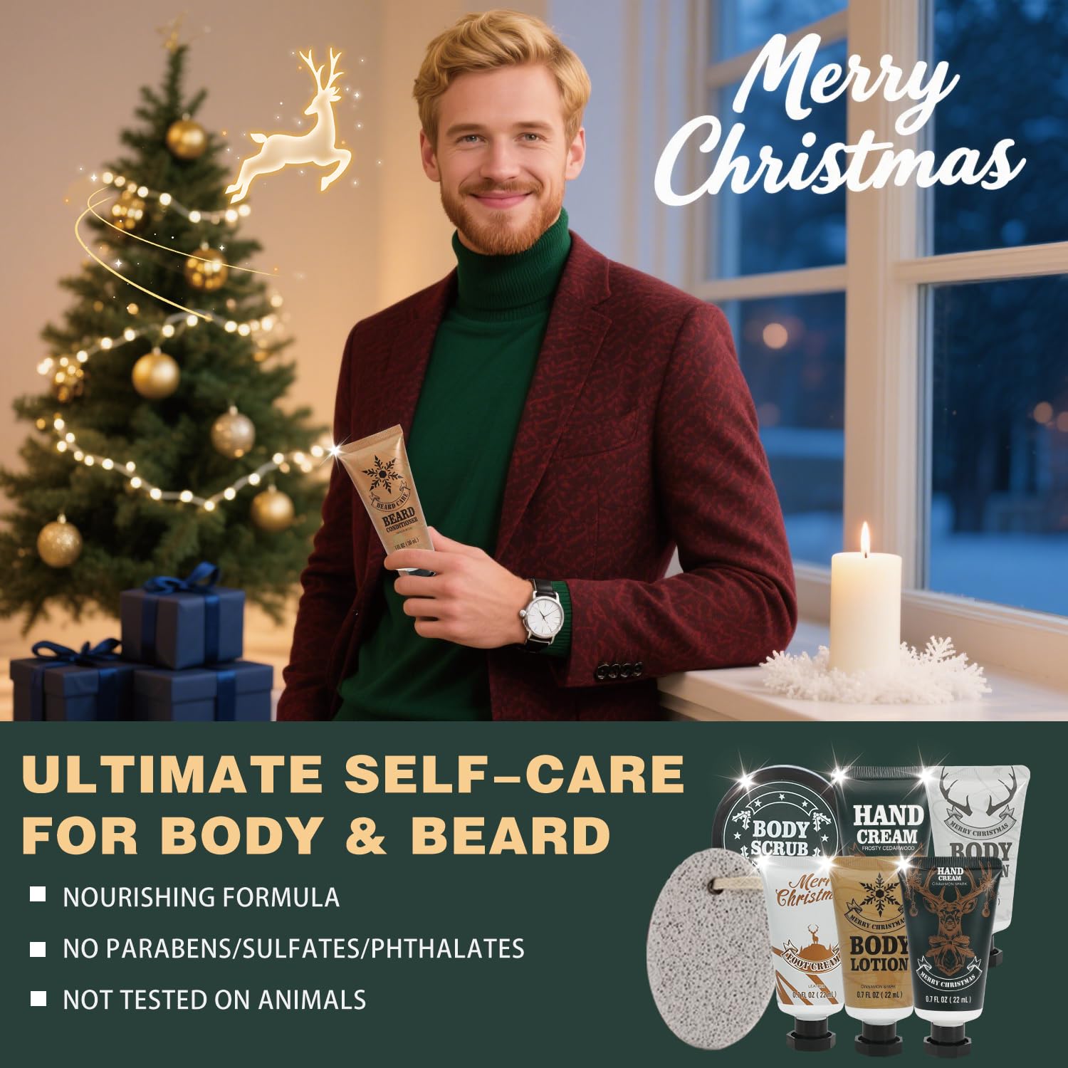 Body & Earth Advent Calendar 2025 - 24-Piece Men's Beard Grooming Set