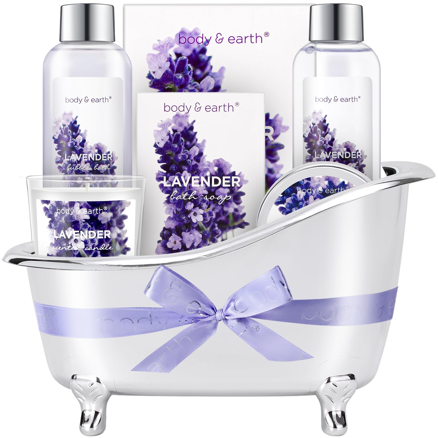 Body & Earth Lavender Gift Set for Women – Spa Bath Gift Basket