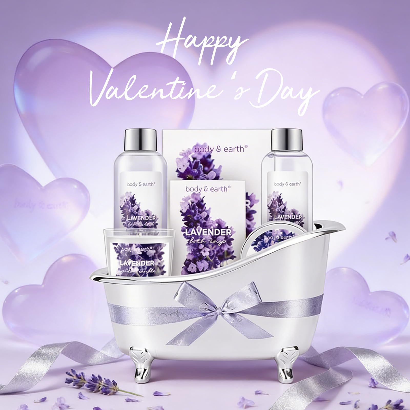 Body & Earth Lavender Gift Set for Women – Spa Bath Gift Basket