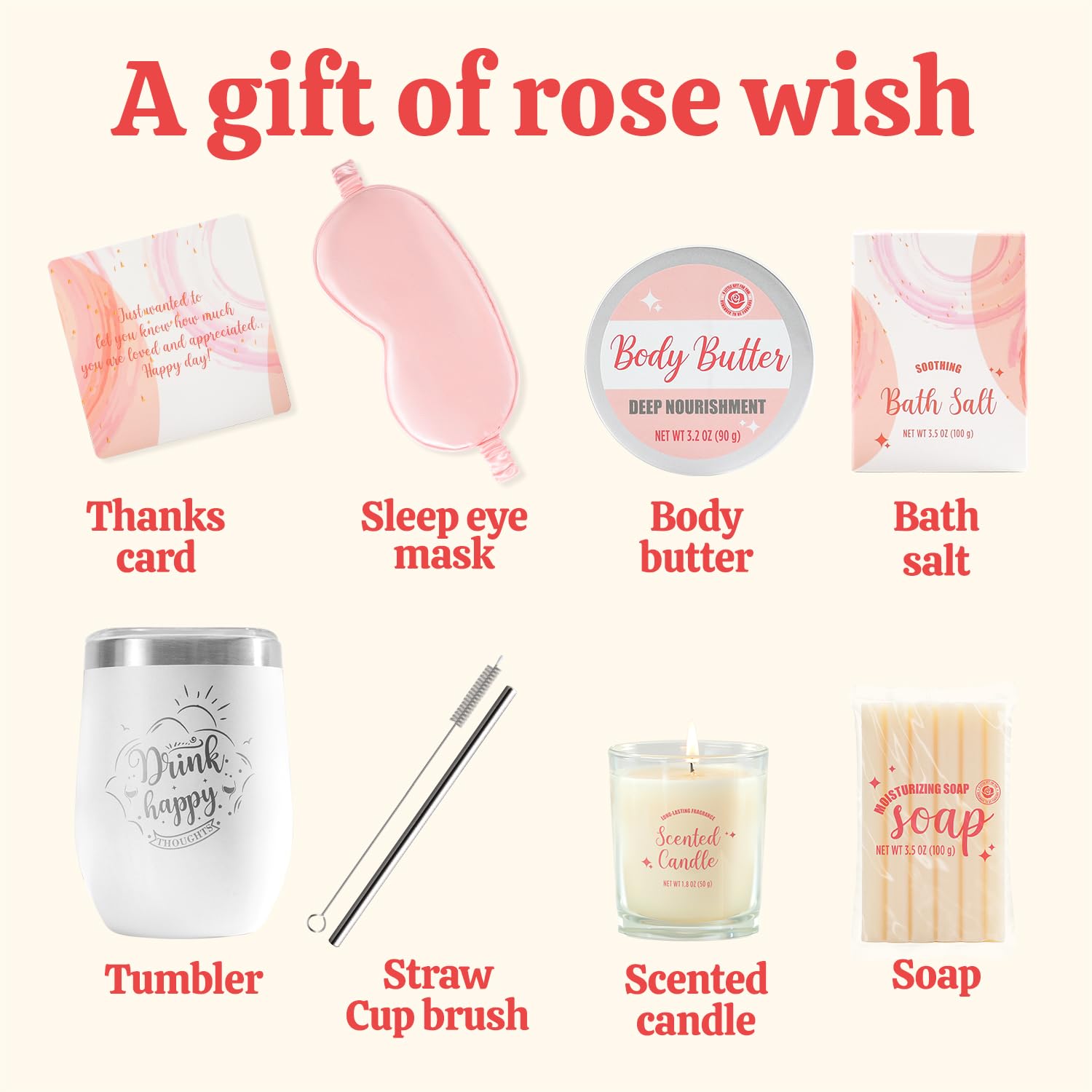 BODY & EARTH Rose Spa Gift Set – 8-Piece Self-Care Kit for Women