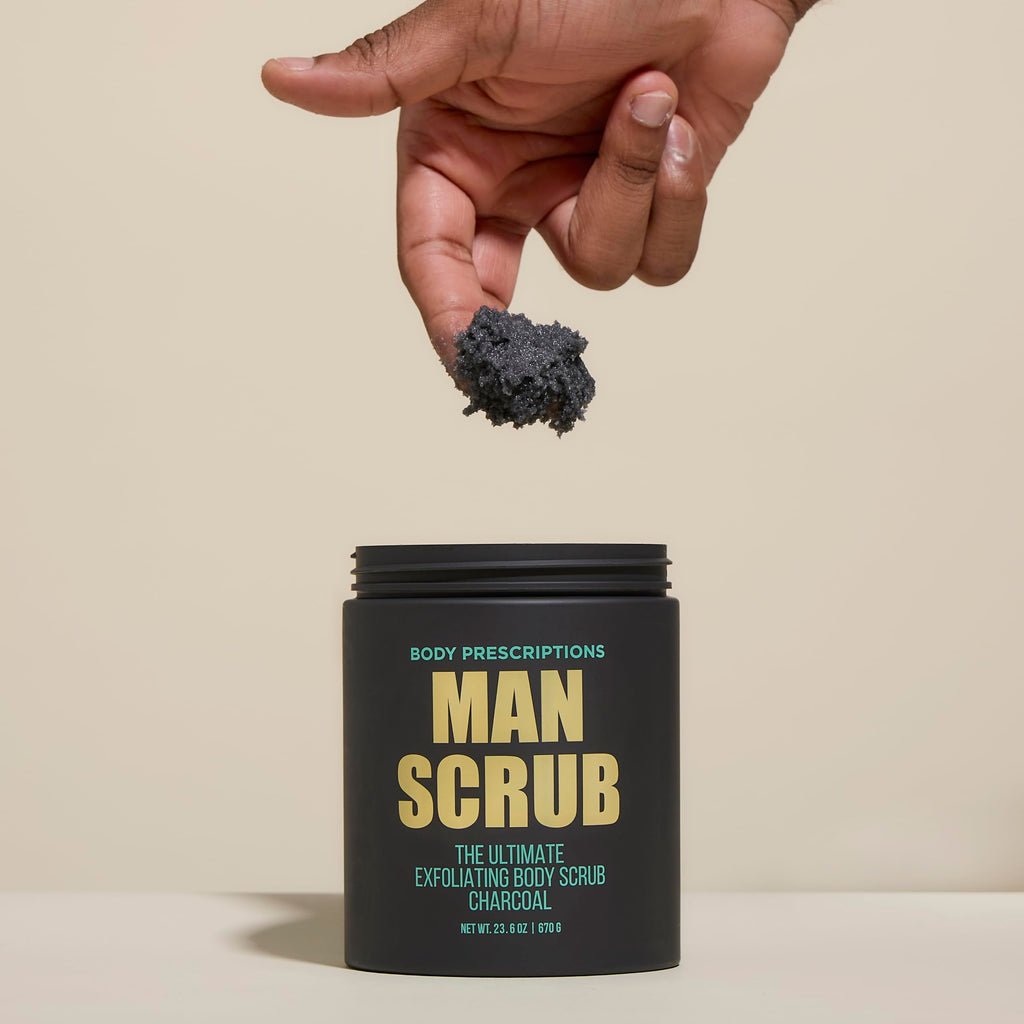 Body Prescriptions Men's Exfoliating Body Scrub - Charcoal, 21 oz Jar with Twist-Top Lid