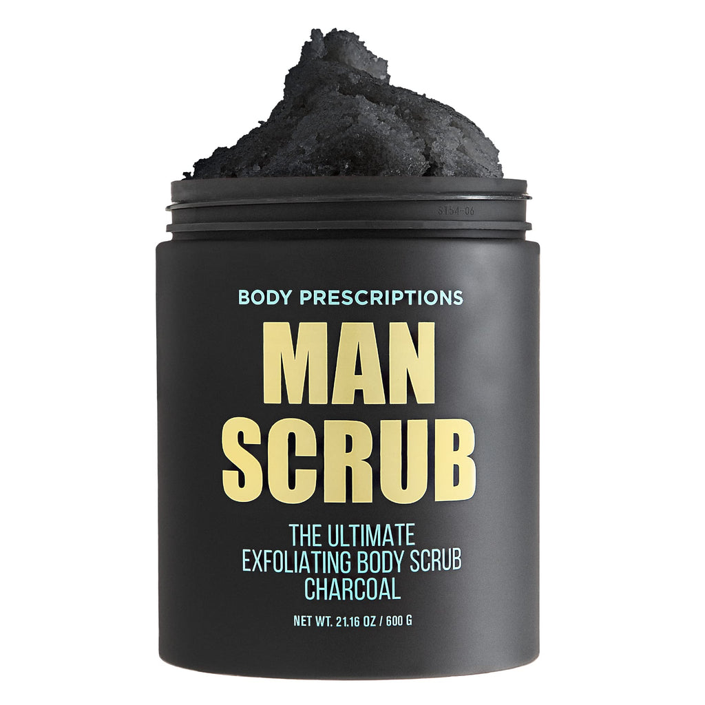 Body Prescriptions Men's Exfoliating Body Scrub - Charcoal, 21 oz Jar with Twist-Top Lid