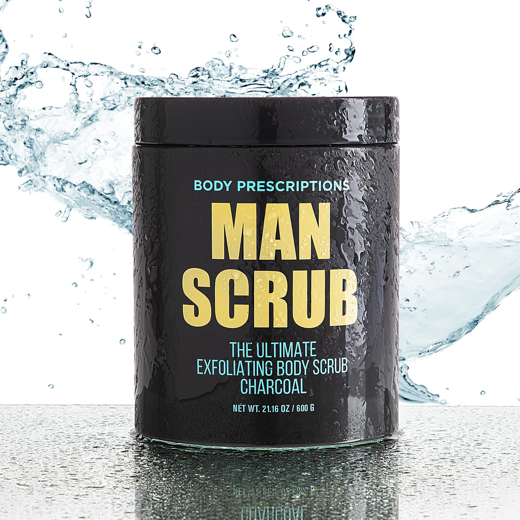 Body Prescriptions Men's Exfoliating Body Scrub - Charcoal, 21 oz Jar with Twist-Top Lid