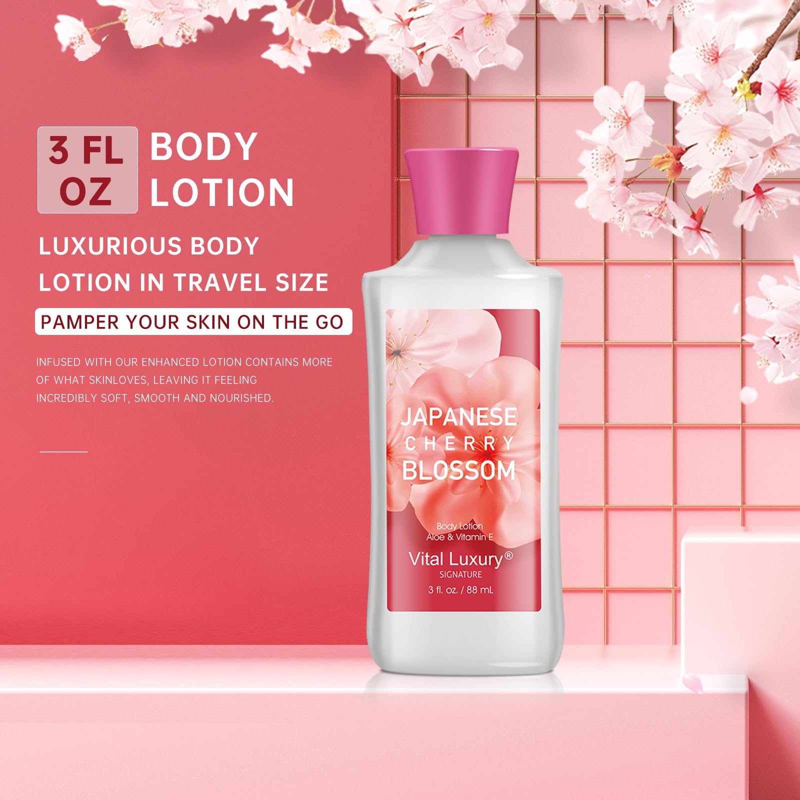 Bodybeau Japanese Cherry Blossom Bath Gift Set – Travel-Size Spa Kit