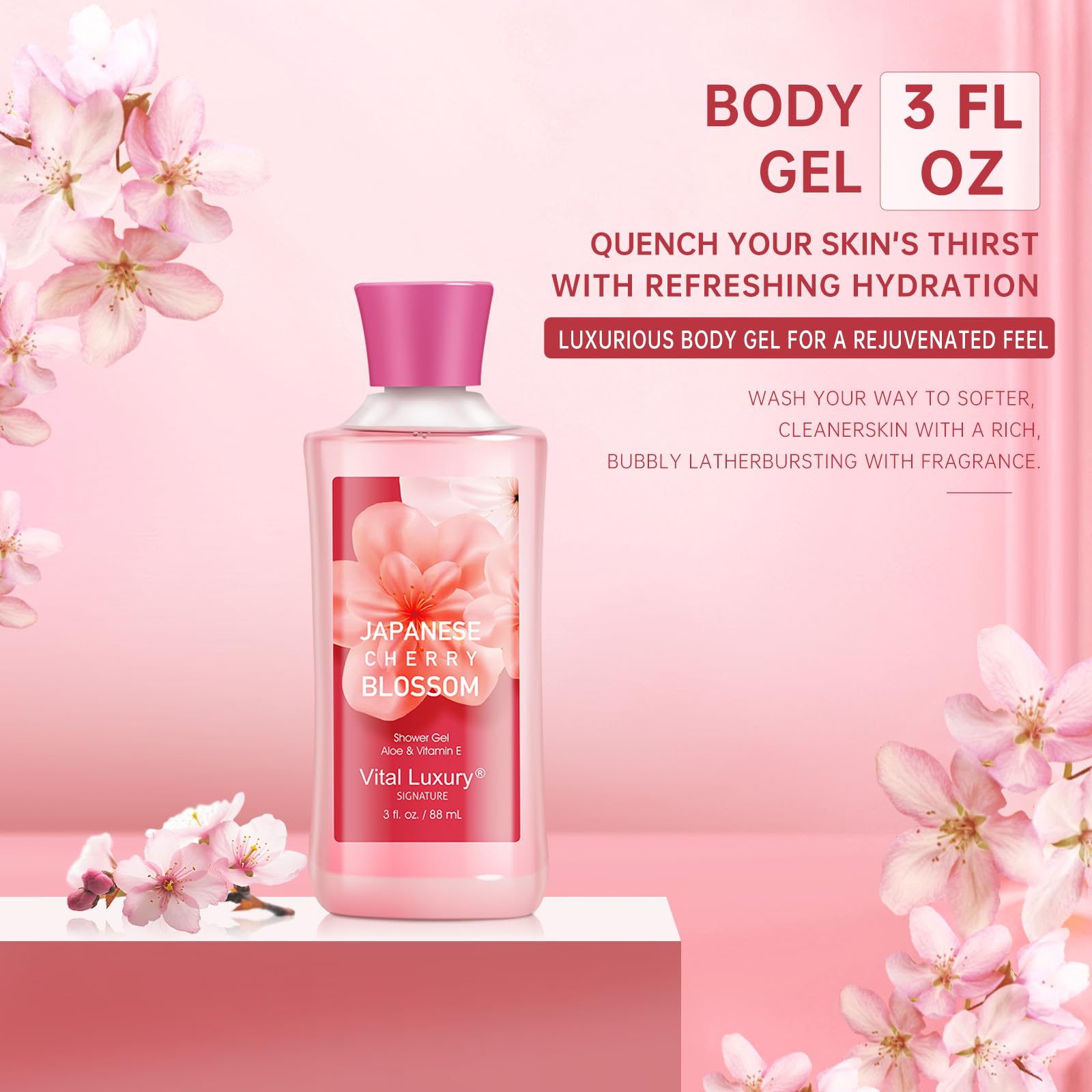 Bodybeau Japanese Cherry Blossom Bath Gift Set – Travel-Size Spa Kit