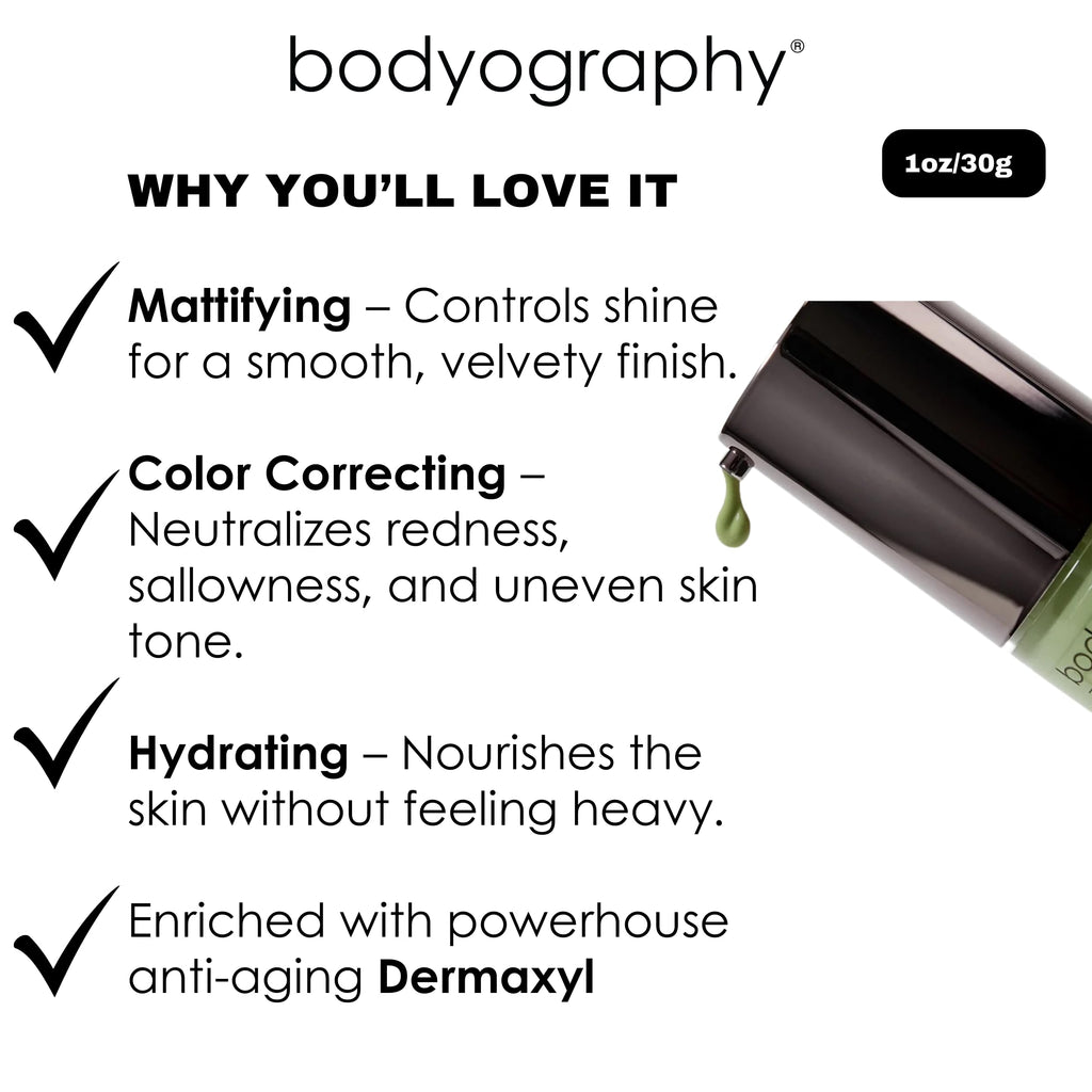 Bodyography Foundation Primer Green – Anti-Aging Silicone Primer with Vitamin E, Jojoba & Grapeseed Oil | Shine Control | Gluten-Free & Cruelty-Free | 1 oz