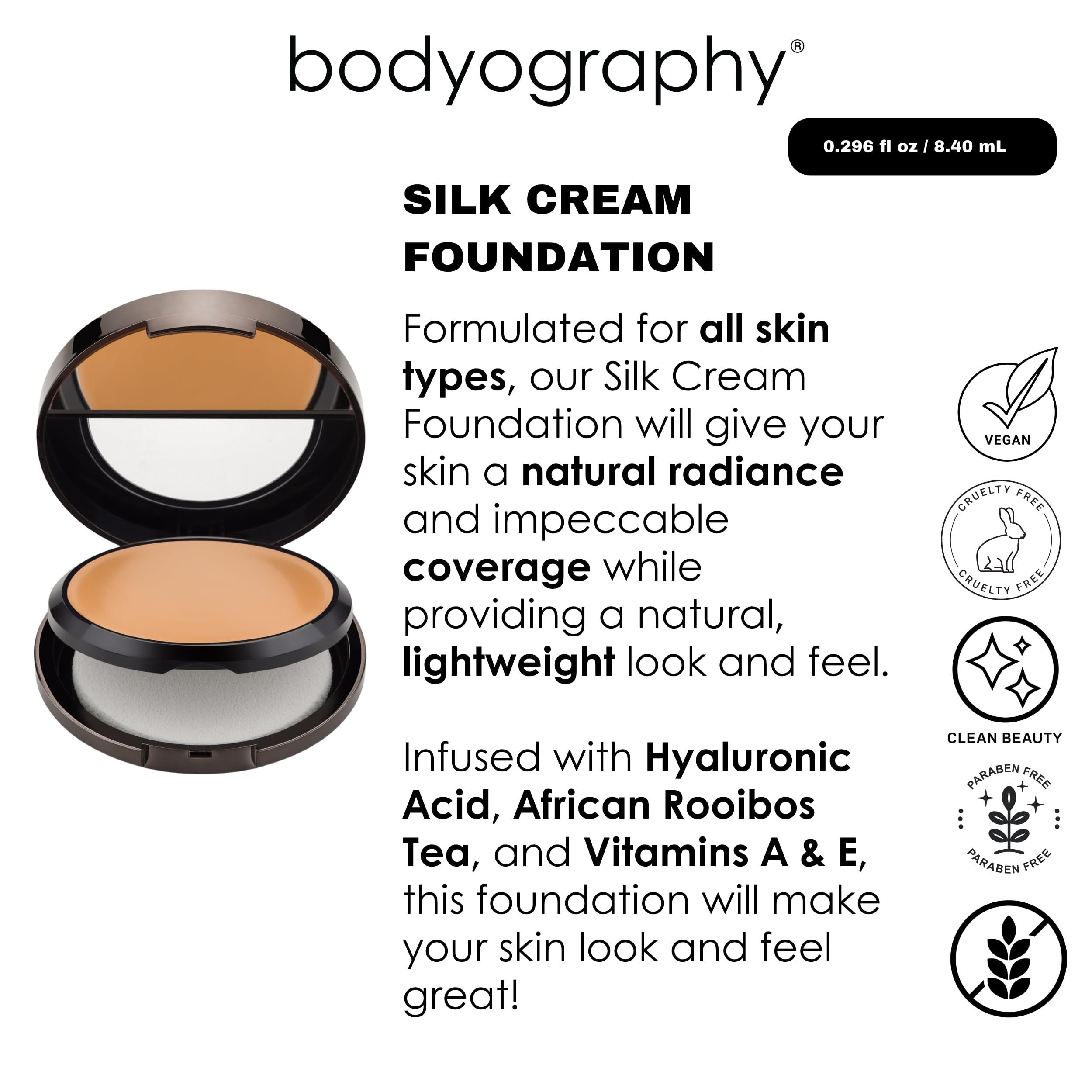 Bodyography Silk Cream Foundation #01 Fair – Weightless, Buildable Coverage & Hydration