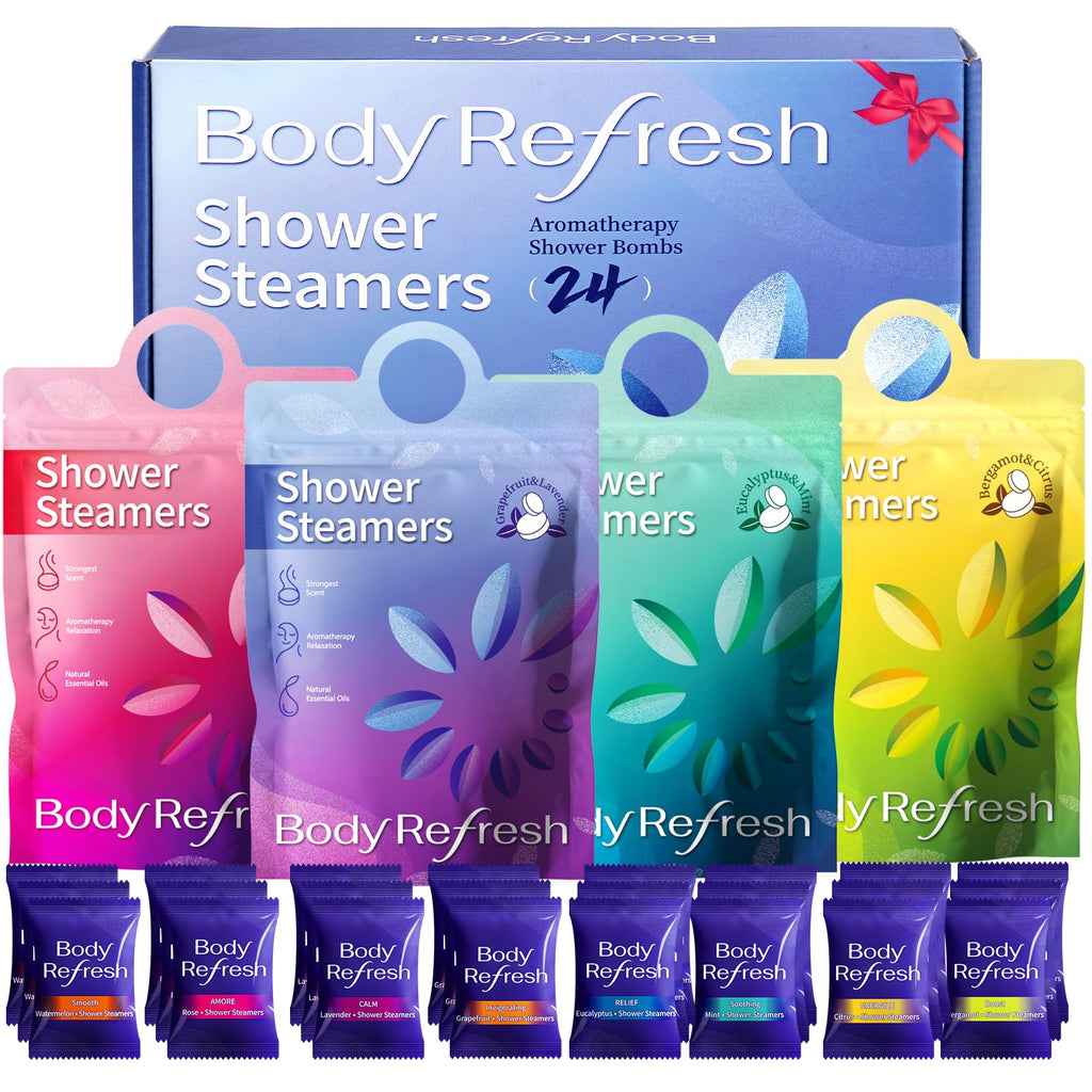 BodyRefresh Shower Steamers Aromatherapy – 24 Pack Essential Oil Shower Bombs