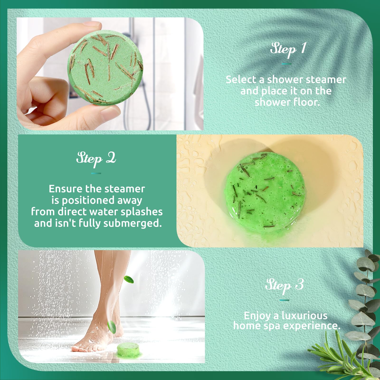 BodyRefresh Shower Steamers Aromatherapy – 8 Pack Eucalyptus Mint | Spa-Style Gift Set