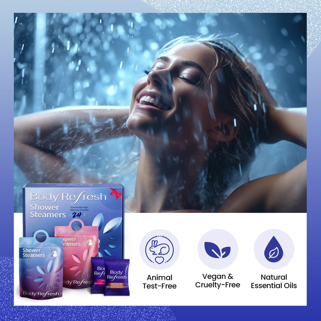 BodyRefresh Shower Steamers Aromatherapy – 24 Pack Essential Oil Shower Bombs