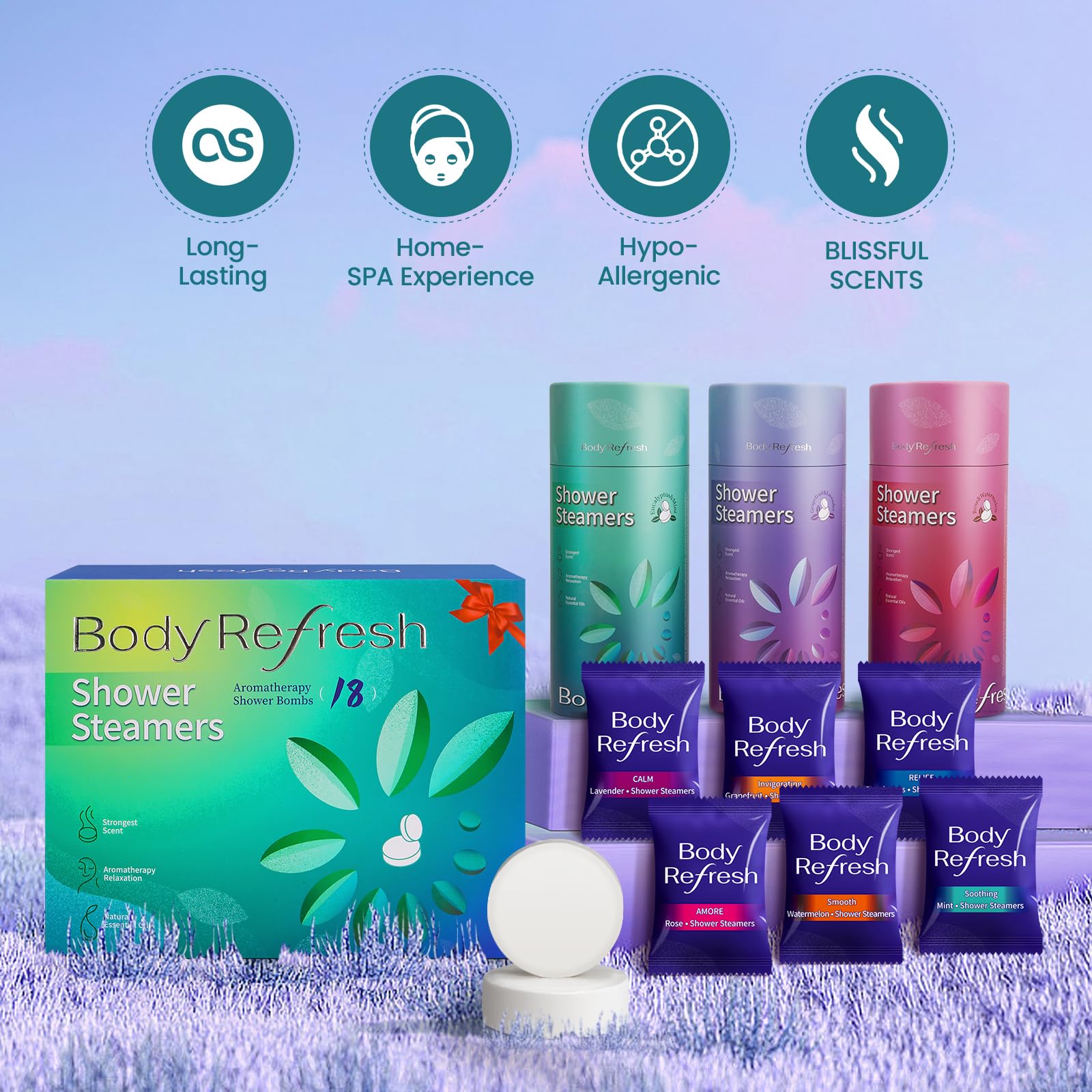 BodyRefresh Shower Steamers Aromatherapy – 18 Pack Gift Box for Women