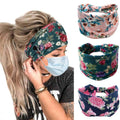 Bohend Boho Button Headbands with Mask Buttons – 3 Pack, Stretchy Cotton