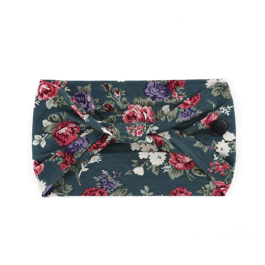 Bohend Boho Button Headbands with Mask Buttons – 3 Pack, Stretchy Cotton