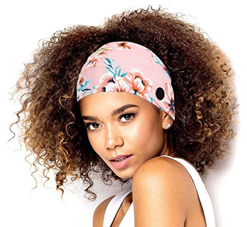 Bohend Boho Button Headbands with Mask Buttons – 3 Pack, Stretchy Cotton