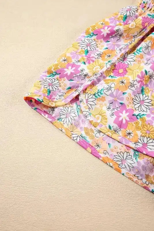 Boho Floral Shirred Casual Shorts