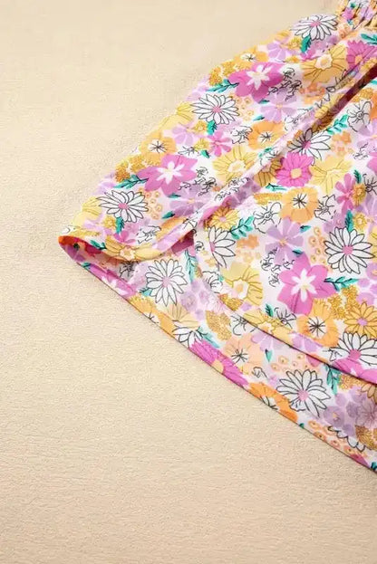 Boho Floral Shirred Casual Shorts