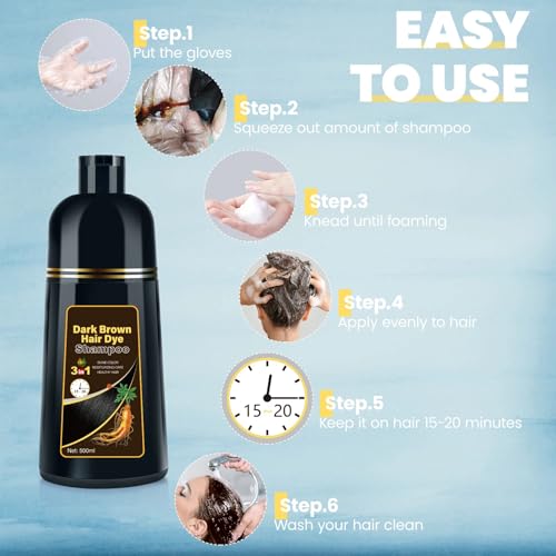 BOJICA Hair Dye Shampoo for Gray Hair Coverage – 3-in-1 Semi-Permanent Color Shampoo, Dark Brown