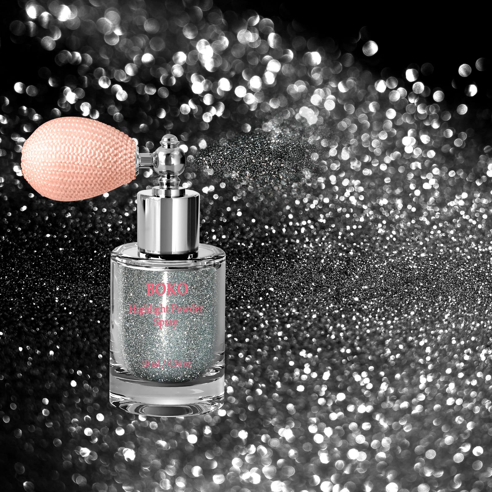 Boko Body Glitter Spray – Silver Sparkle for Hair, Skin, Nails & Clothes | Festival & Party
