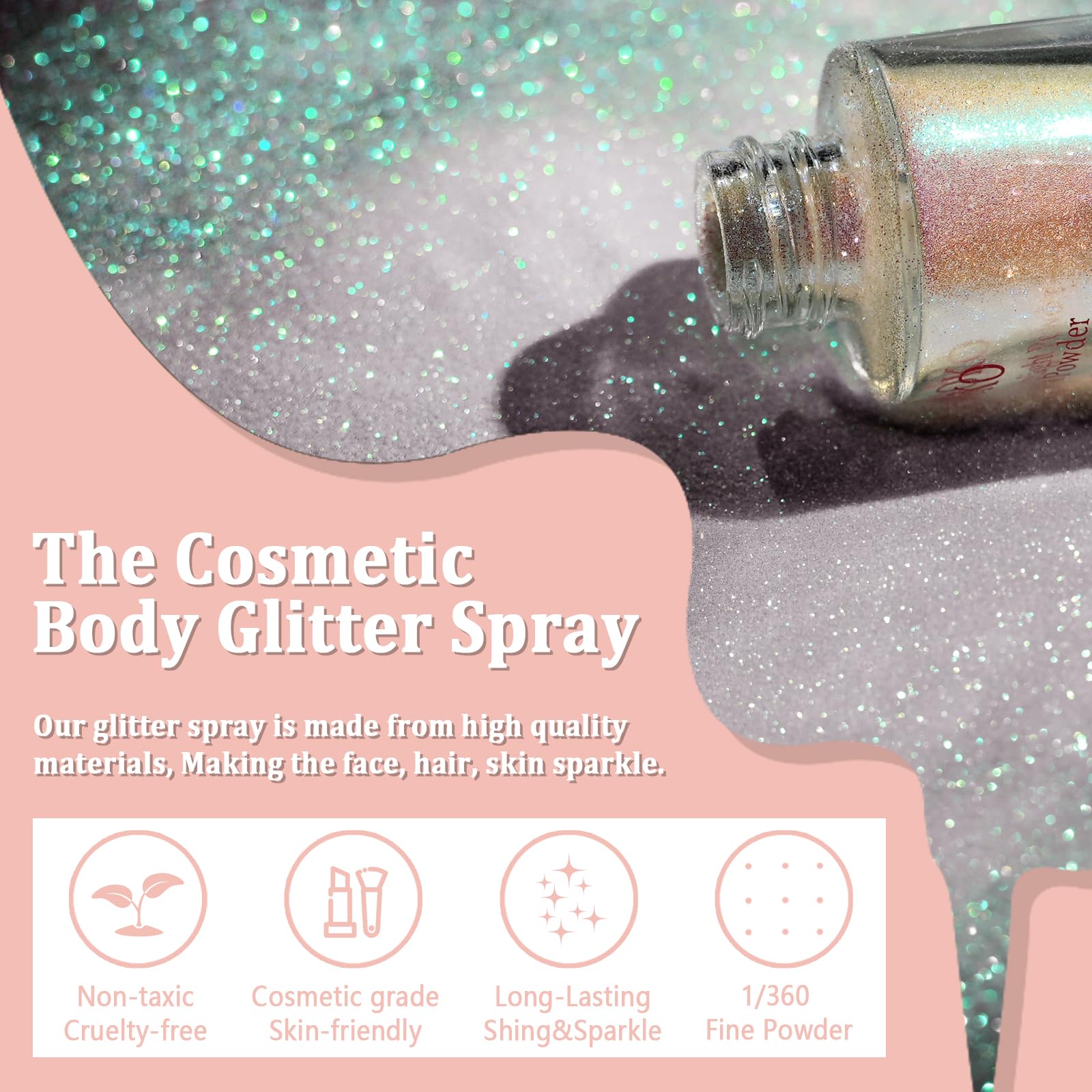 Boko Body Glitter Spray – Iridescent Sparkle for Face, Hair & More | 8 Colors