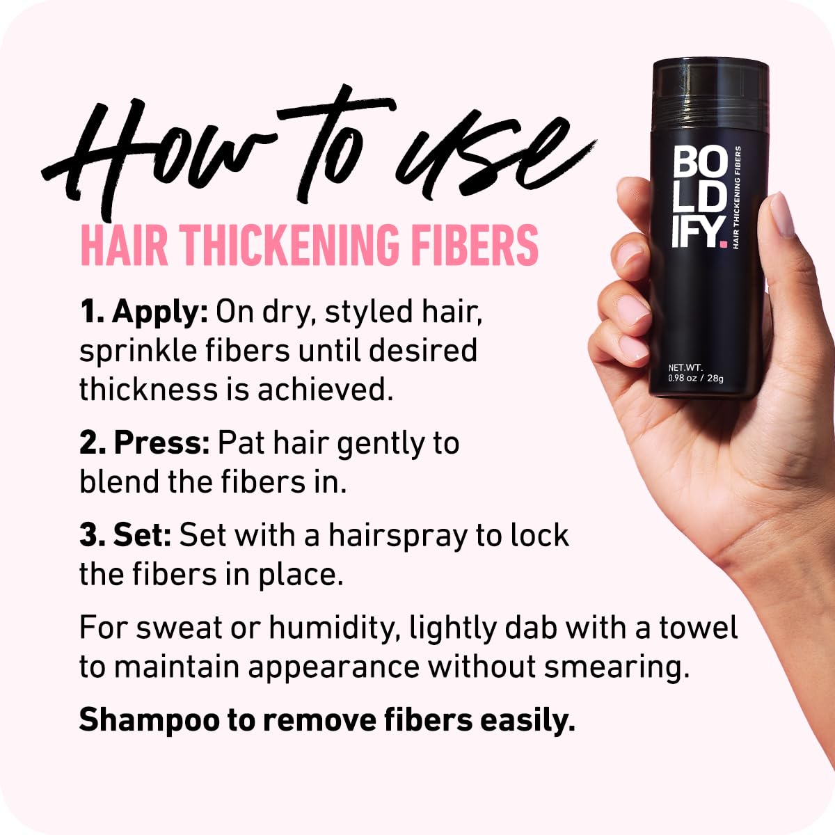 Boldify Hair Fibers (2 x 56g) – Instantly Fuller Hair, 14 Shades (Medium Brown)