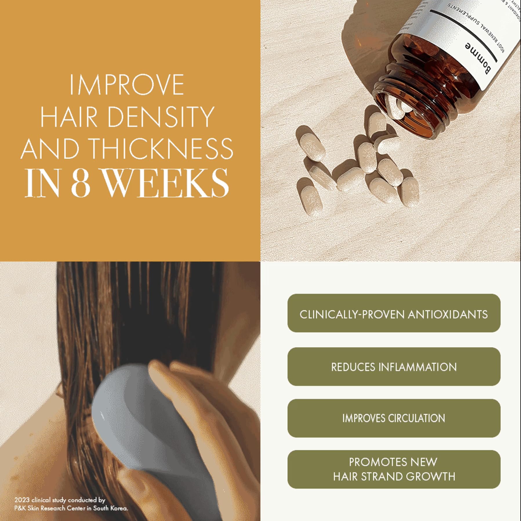 Bomme BLH-308 Hair Growth Supplement – Persimmon Leaf, Green Tea & Sophora | Plant-Based, Drug-Free Hair Support