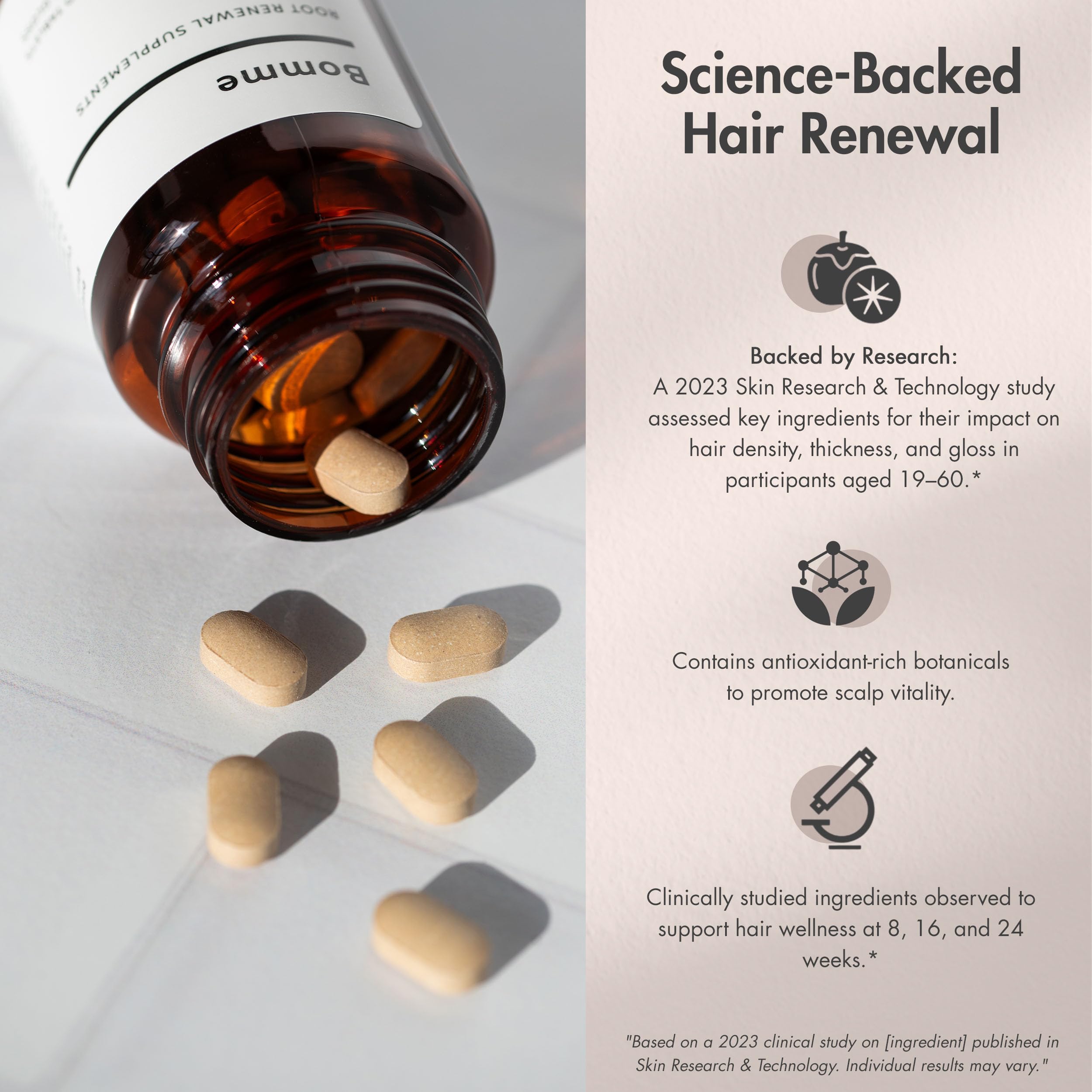 Bomme BLH-308 Hair Growth Supplement – Persimmon Leaf, Green Tea & Sophora | Plant-Based, Drug-Free Hair Support