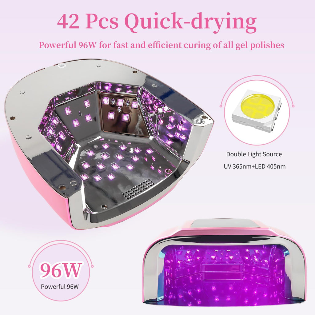 BOMOQING 96W Rechargeable UV LED Nail Lamp with LCD Display – Cordless, 4 Timer Settings