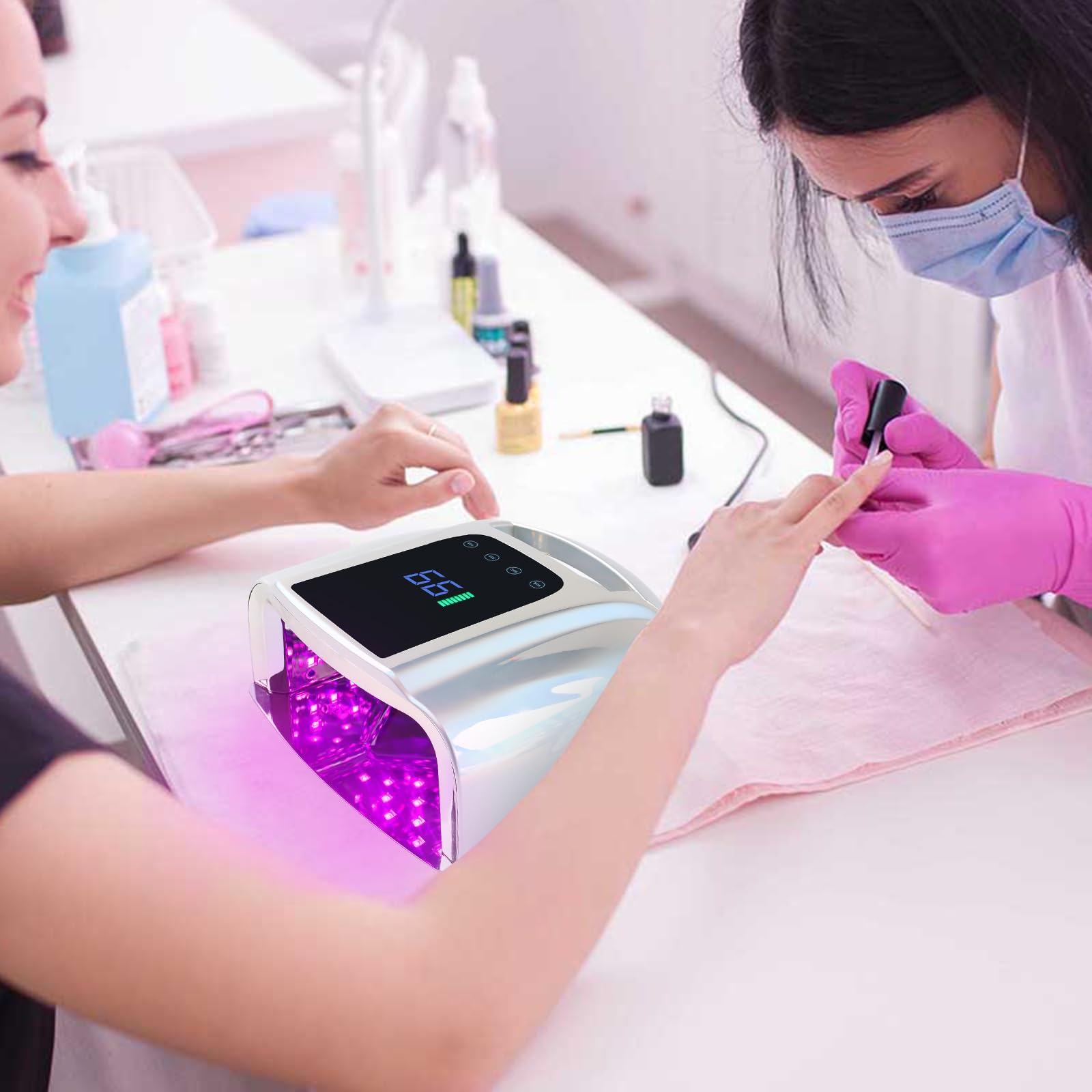 BOMOQING 96W Rechargeable UV LED Nail Lamp – Cordless, LCD, 4 Timers, Smart Sensor