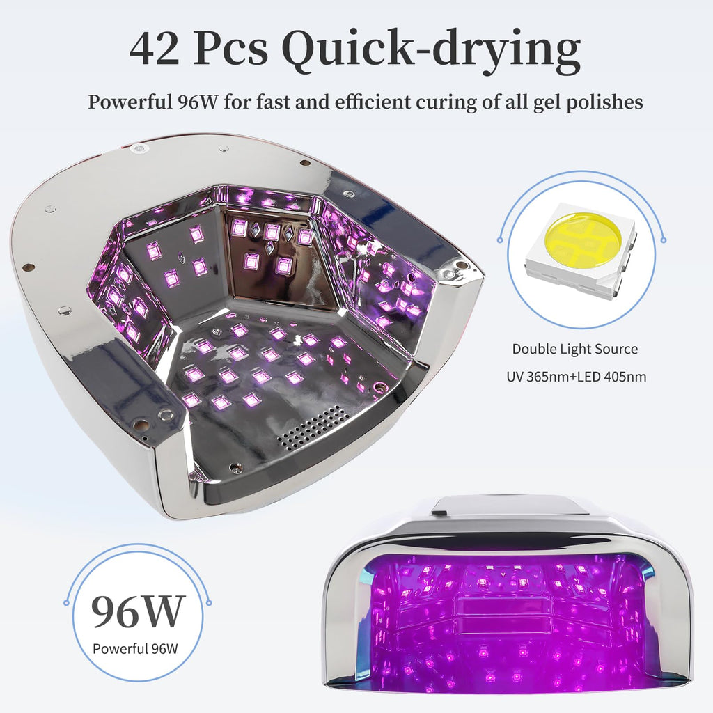 BOMOQING 96W Rechargeable UV LED Nail Lamp – Cordless, LCD, 4 Timers, Smart Sensor