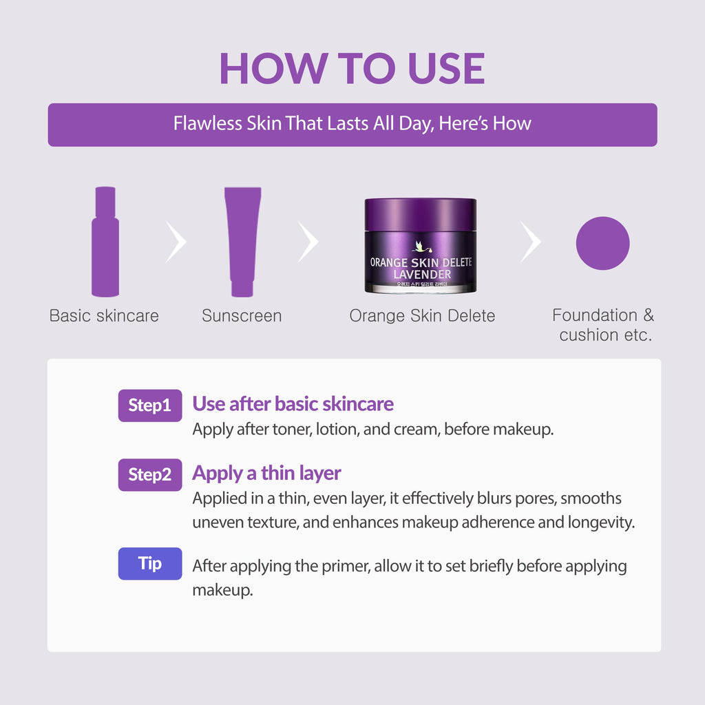 Bonamedusa Orange Skin Delete Lavender Pore Primer 30g – Pore Coverage & Skin Care