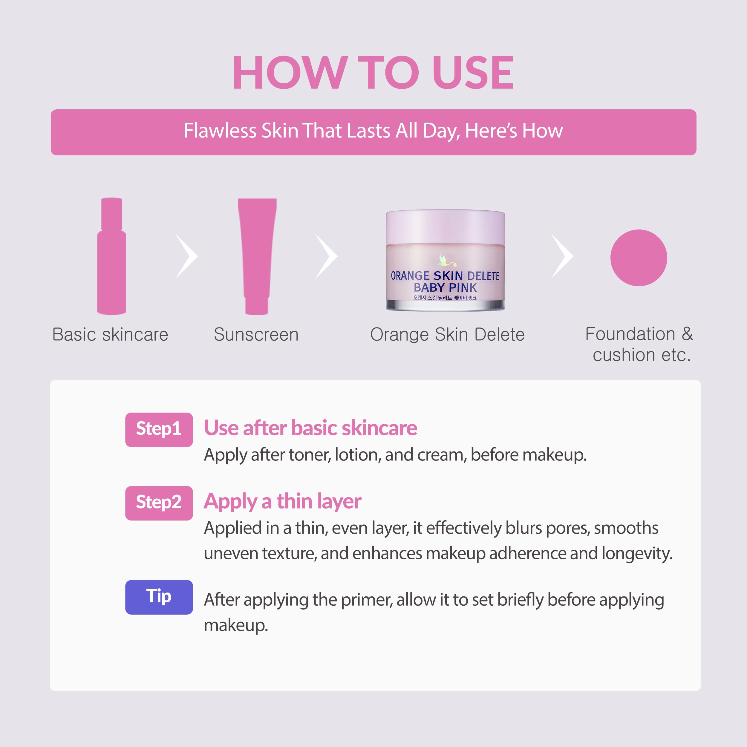 Bonamedusa Orange Skin Delete Pore Primer – Baby Pink Mini 10g