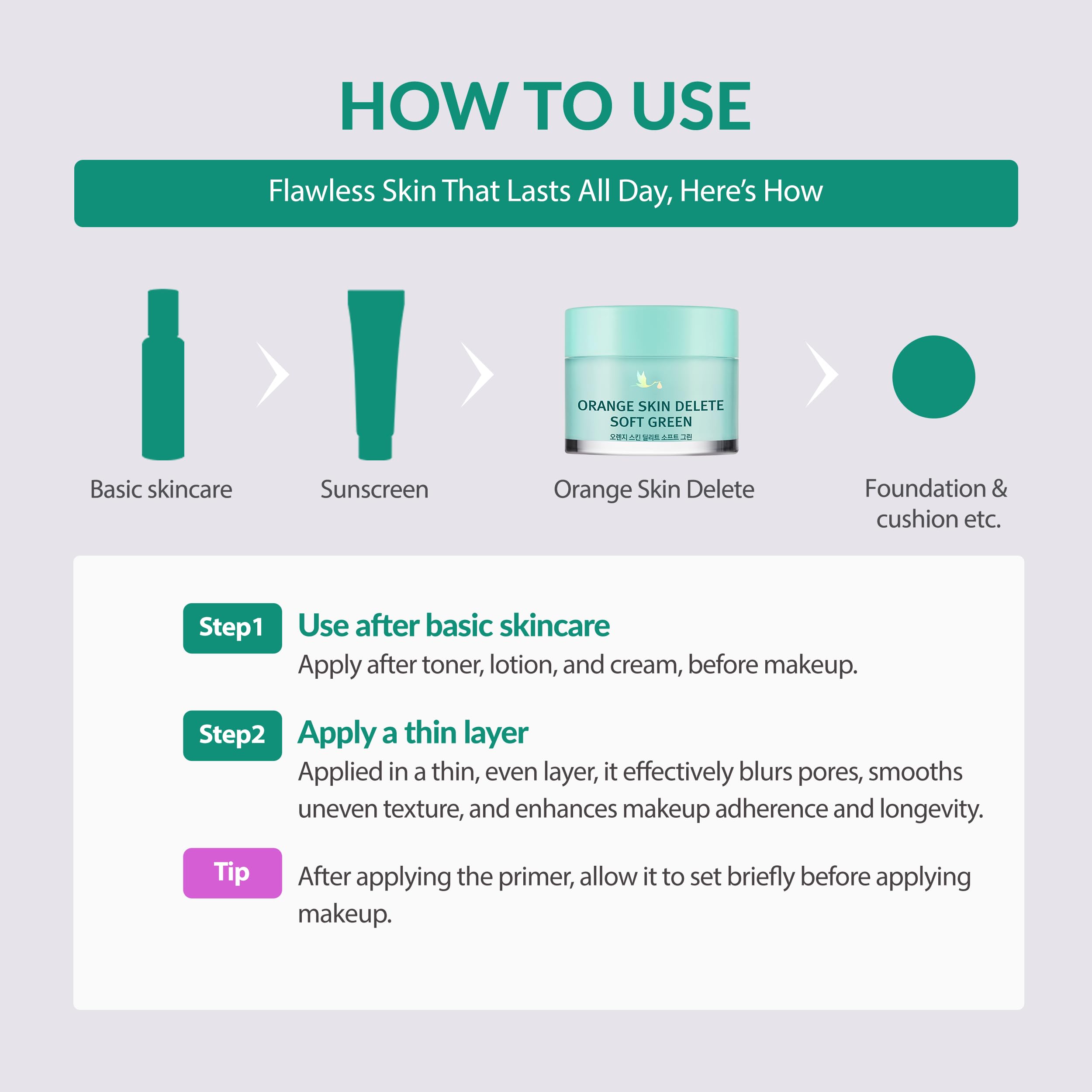 Bonamedusa Orange Skin Delete Primer – Soft Green Pore Care, 30g