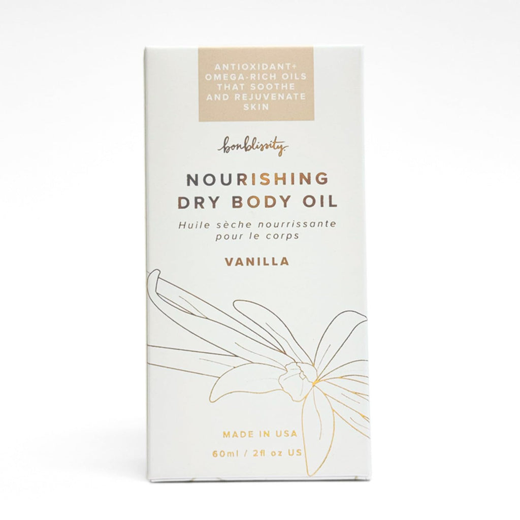 Bonblissity Nourishing Body Oil – Vanilla, 2oz Travel Size, Non-Greasy & Non-Comedogenic