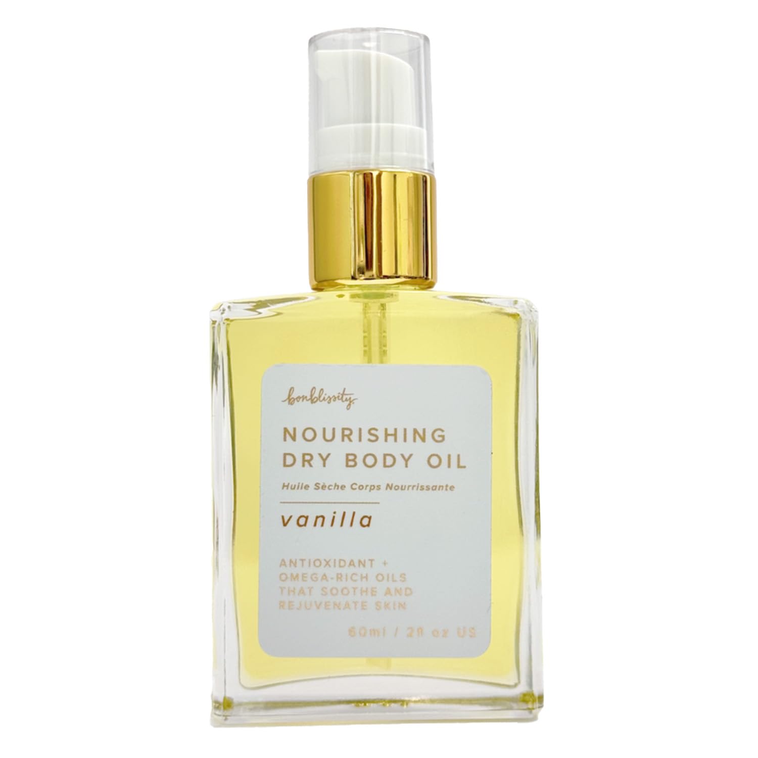 Bonblissity Nourishing Body Oil – Vanilla, 2oz Travel Size, Non-Greasy & Non-Comedogenic