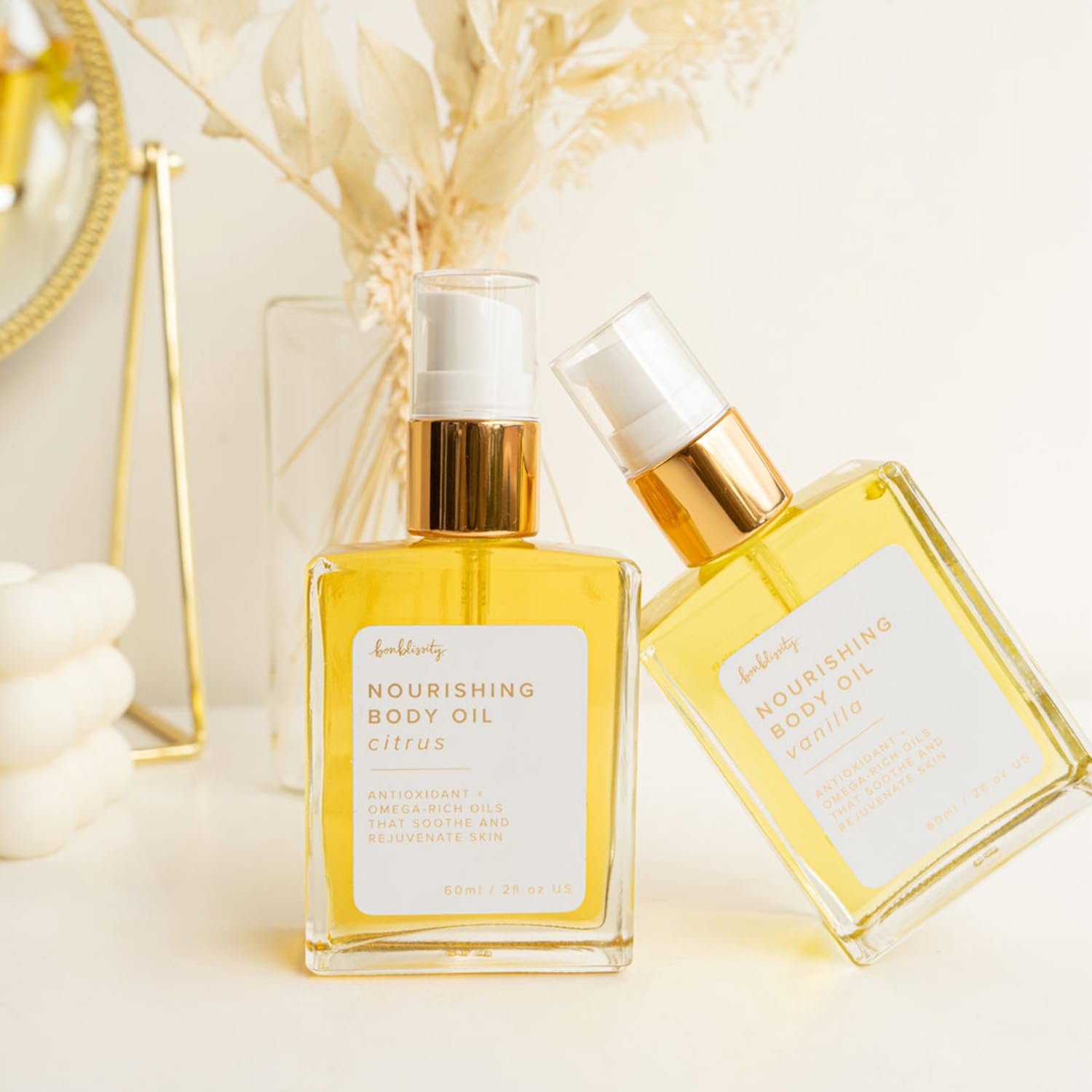 Bonblissity Nourishing Body Oils – Citrus Scented 2oz Travel Size, Non-Greasy Hydration for Dry Skin