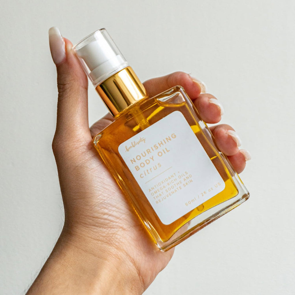 Bonblissity Nourishing Body Oils – Citrus Scented 2oz Travel Size, Non-Greasy Hydration for Dry Skin