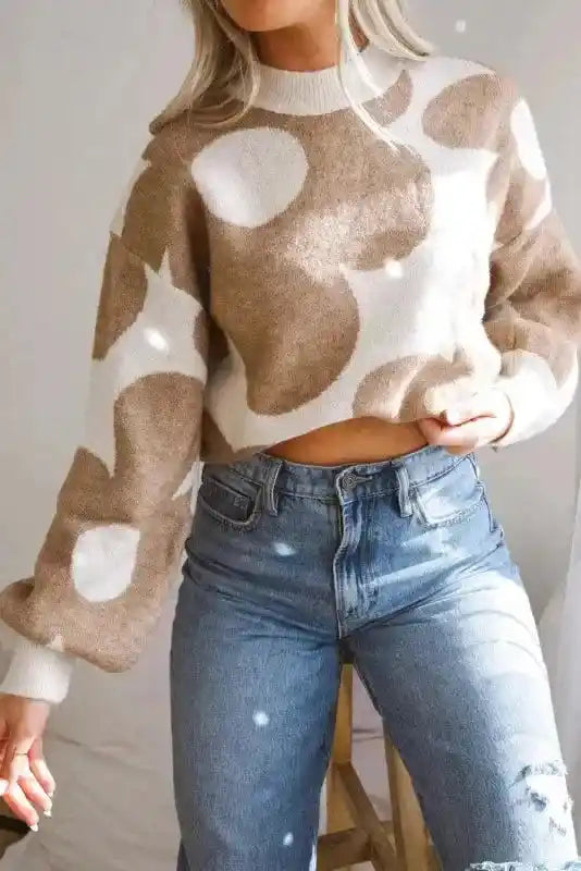 Plus Size Floral Sweater Women UK | Red Khaki S–3XL