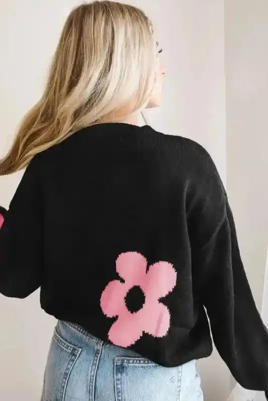 Plus Size Floral Sweater Women UK | Red Khaki S–3XL