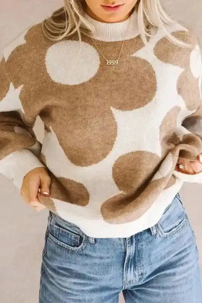 Plus Size Floral Sweater Women UK | Red Khaki S–3XL